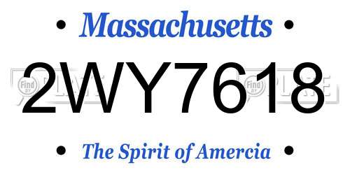 2WY7618 Massachusetts License Plate
