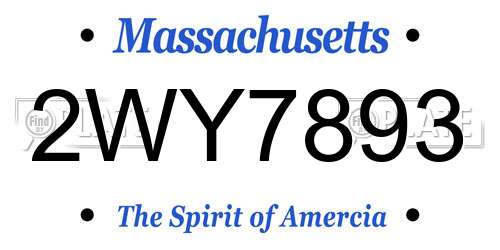 2WY7893 Massachusetts License Plate