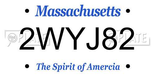 2WYJ82 Massachusetts License Plate