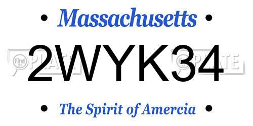 2WYK34 Massachusetts License Plate