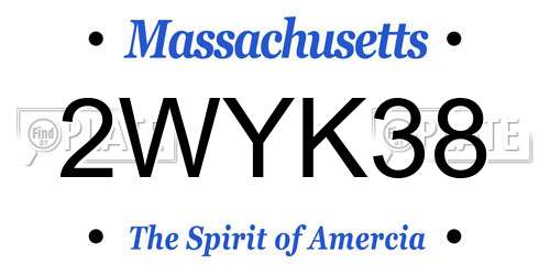 2WYK38 Massachusetts License Plate