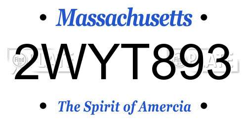 2WYT893 Massachusetts License Plate
