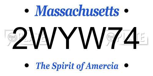 2WYW74 Massachusetts License Plate