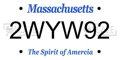 2WYW92 Massachusetts License Plate