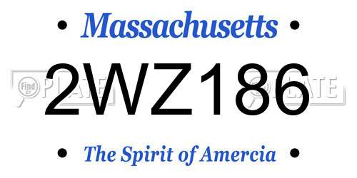 2WZ186 Massachusetts License Plate