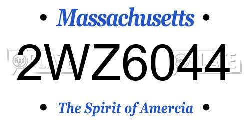 2WZ6044 Massachusetts License Plate