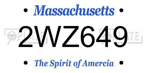 2WZ649 Massachusetts License Plate