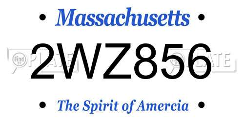 2WZ856 Massachusetts License Plate