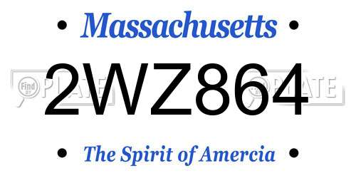 2WZ864 Massachusetts License Plate
