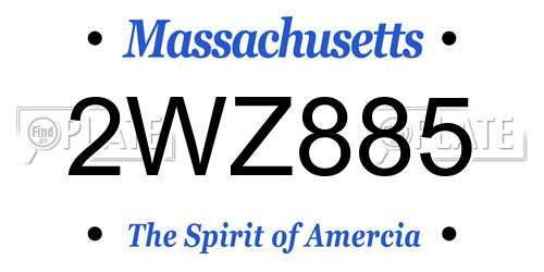 2WZ885 Massachusetts License Plate