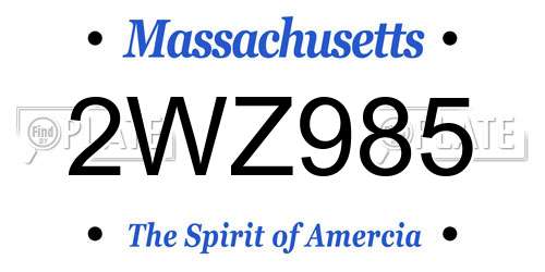 2WZ985 Massachusetts License Plate