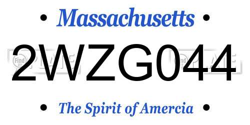2WZG044 Massachusetts License Plate
