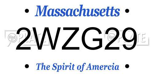 2WZG29 Massachusetts License Plate