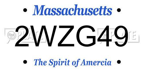 2WZG49 Massachusetts License Plate