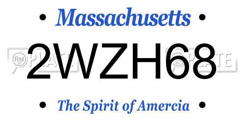 2WZH68 Massachusetts License Plate