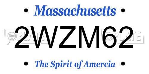 2WZM62 Massachusetts License Plate
