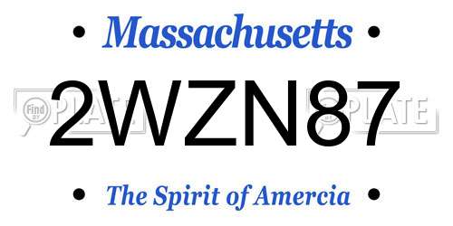 2WZN87 Massachusetts License Plate