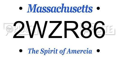 2WZR86 Massachusetts License Plate