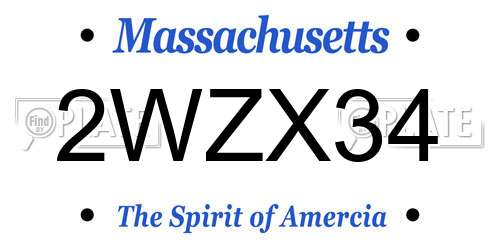 2WZX34 Massachusetts License Plate
