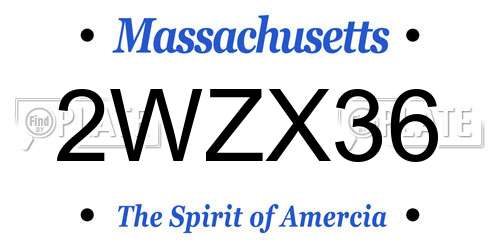 2WZX36 Massachusetts License Plate