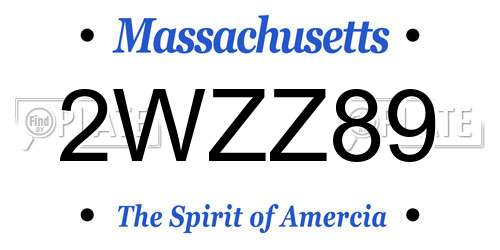 2WZZ89 Massachusetts License Plate