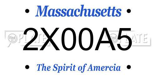 2X00A5 Massachusetts License Plate