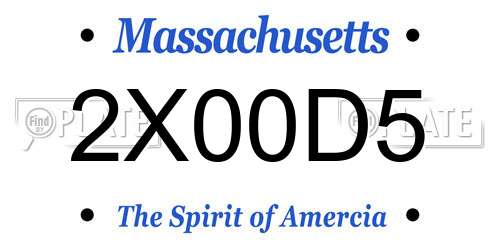 2X00D5 Massachusetts License Plate