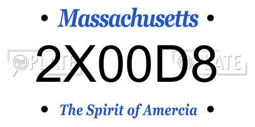 2X00D8 Massachusetts License Plate
