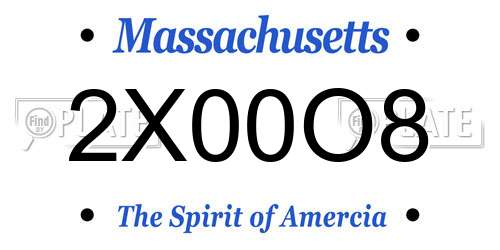 2X00O8 Massachusetts License Plate