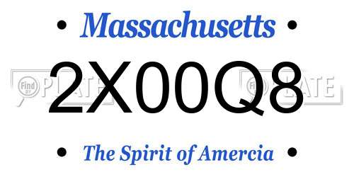 2X00Q8 Massachusetts License Plate