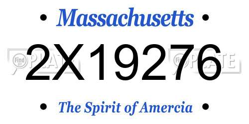 2X19276 Massachusetts License Plate