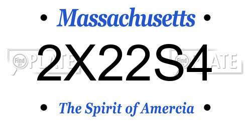 2X22S4 Massachusetts License Plate