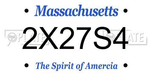 2X27S4 Massachusetts License Plate