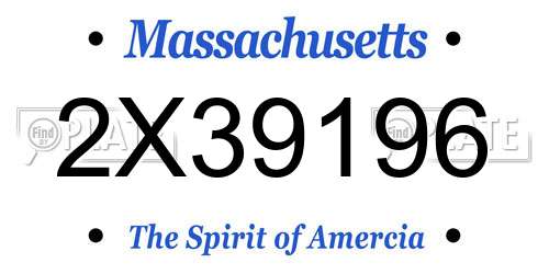 2X39196 Massachusetts License Plate