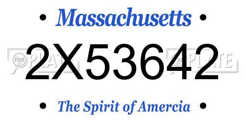 2X53642 Massachusetts License Plate