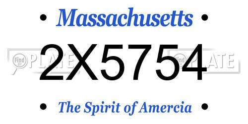 2X5754 Massachusetts License Plate