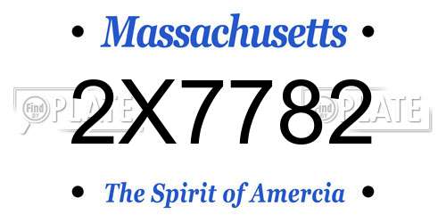2X7782 Massachusetts License Plate