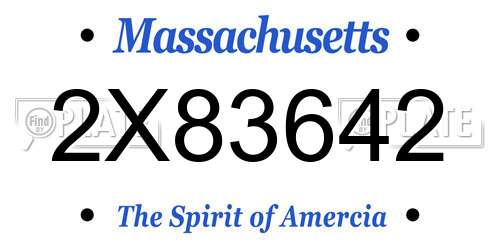 2X83642 Massachusetts License Plate