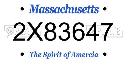 2X83647 Massachusetts License Plate