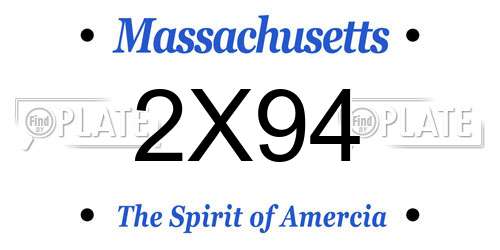 2X94 Massachusetts License Plate