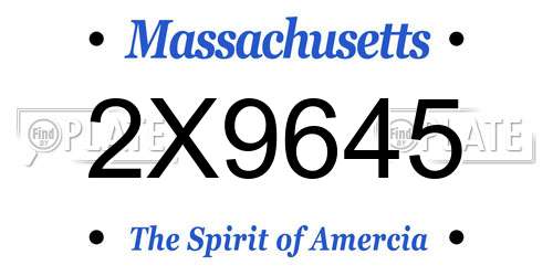 2X9645 Massachusetts License Plate