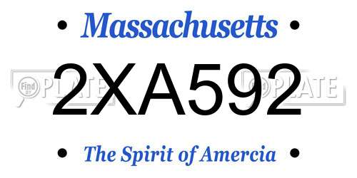 2XA592 Massachusetts License Plate