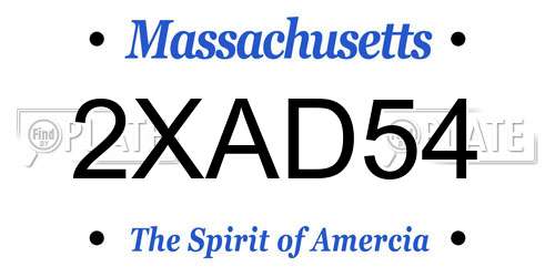 2XAD54 Massachusetts License Plate