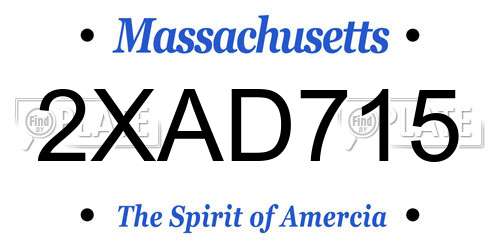 2XAD715 Massachusetts License Plate