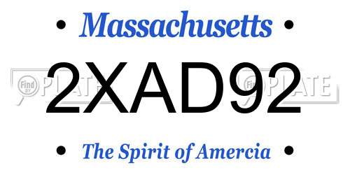 2XAD92 Massachusetts License Plate