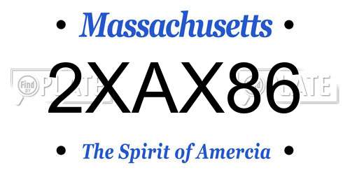 2XAX86 Massachusetts License Plate