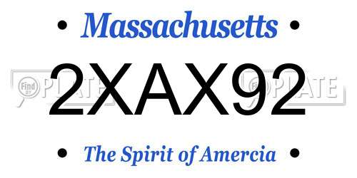 2XAX92 Massachusetts License Plate