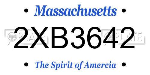 2XB3642 Massachusetts License Plate