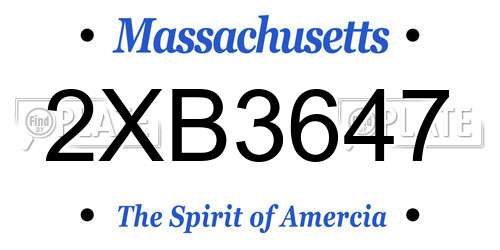 2XB3647 Massachusetts License Plate