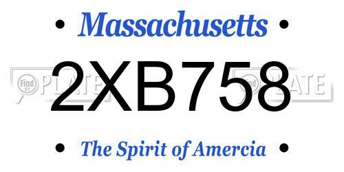 2XB758 Massachusetts License Plate